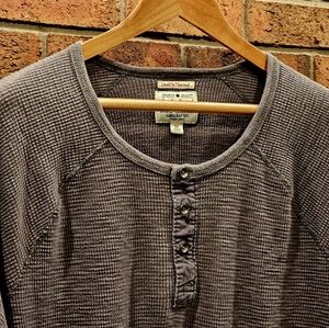 Lucky Brand Men's XL Taupe Henley Waffle Knit Shirt